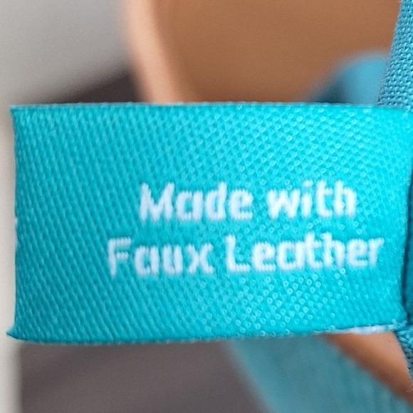 Bath & Body Works Teal Corduroy Tan Faux Leather Tote Shoulder Bag Buckle Accent - Picture 9 of 15